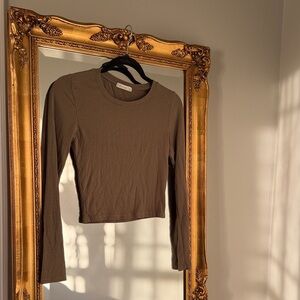 Ribbed Olive Long Sleeve Top